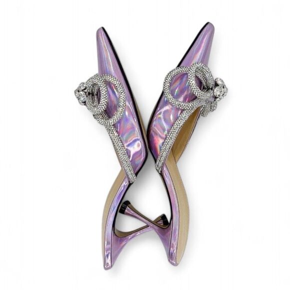 NWT MACH & MACH Pink Iridescent Crystal Embellished Bow Mules Size EU36 - Picture 9 of 12